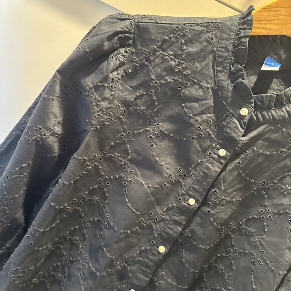 Old Navy Black Eyelet Button-Up Blouse Size Small Cotton - Picture 6 of 15
